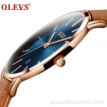 Cheap OLEVS 5869 Men Quartz Sport Minimalist Watches Week Date Chronograph Fashion Leather Strap Watch For Male